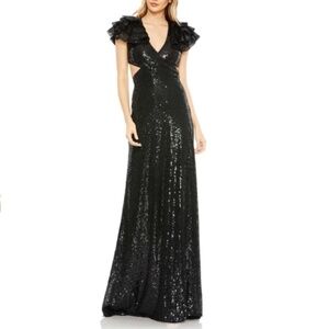 MAC DUGGAL Prom Sequin Open Back Formal Wedding Long Gown • Size 8 NWT